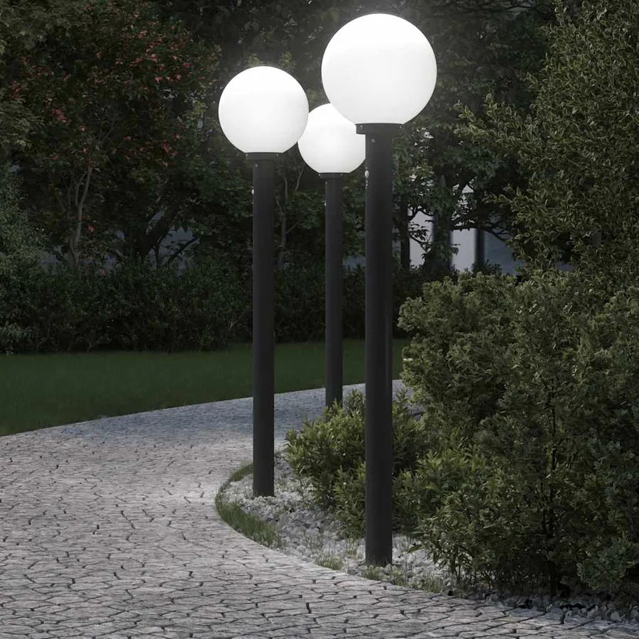 Bornes lumineuses avec détecteur lot de 3 120 cm noir IP44