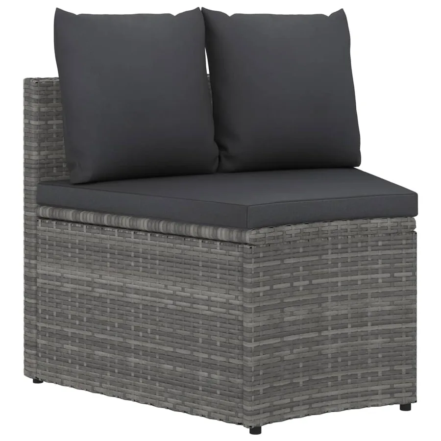 Salon de jardin 6 pcs avec coussins Résine tressée Gris - 4