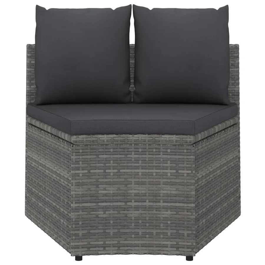 Salon de jardin 6 pcs avec coussins Résine tressée Gris - 6