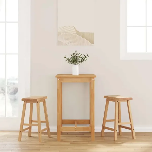 Tabourets de bar (lot de 2) en bois massif naturel et caoutchouc