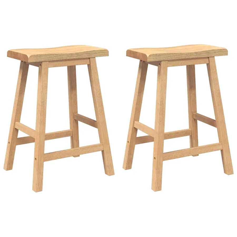 Tabourets de bar (lot de 2) en bois massif naturel et caoutchouc - 2