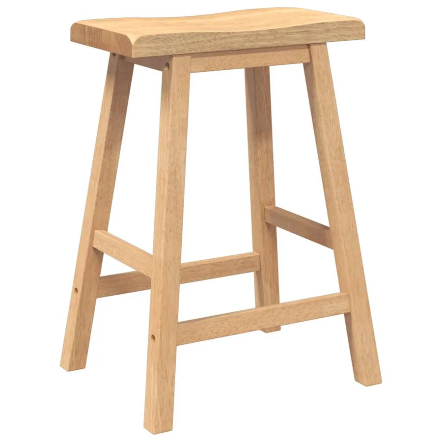 Tabourets de bar (lot de 2) en bois massif naturel et caoutchouc - 4