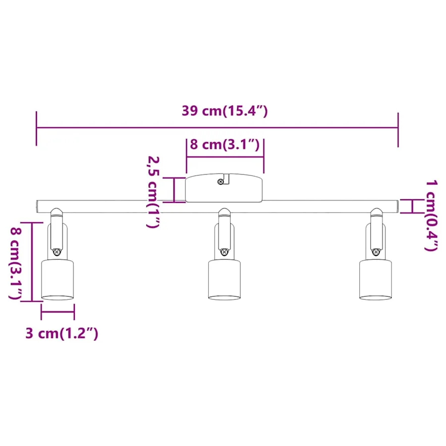 Spot de plafond Nickel 39 x 10,5 x 10,5 cm Acier - 14