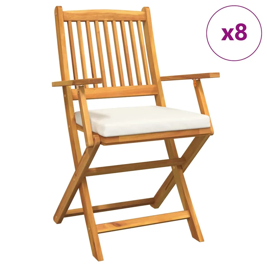 Chaise pliante avec coussin 8 pcs Blanc 49 x 57.5 x 92cm - 2