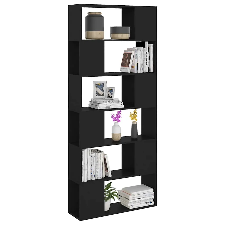 Bibliothèque/Séparateur de pièce Noir Bois d'ingénierie - 5