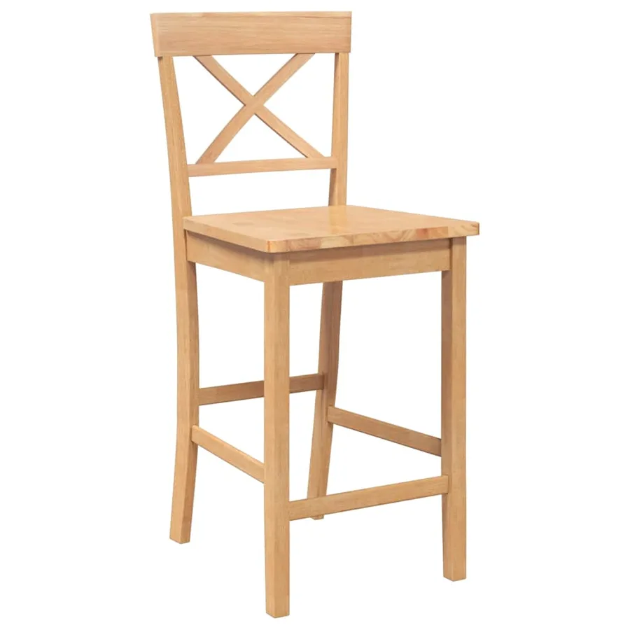 Tabourets de bar (lot de 2) en bois massif naturel et caoutchouc - 4