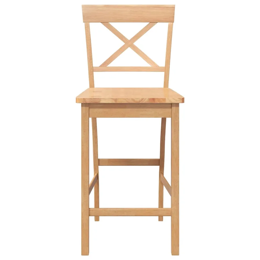 Tabourets de bar (lot de 2) en bois massif naturel et caoutchouc - 5