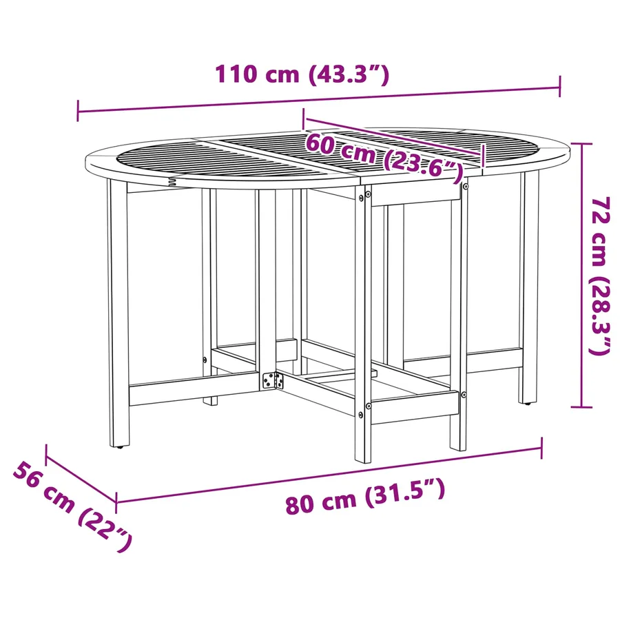Table de Jardin Marron 110 x 60 x 72 cm Bois d'Acacia Massif - 8