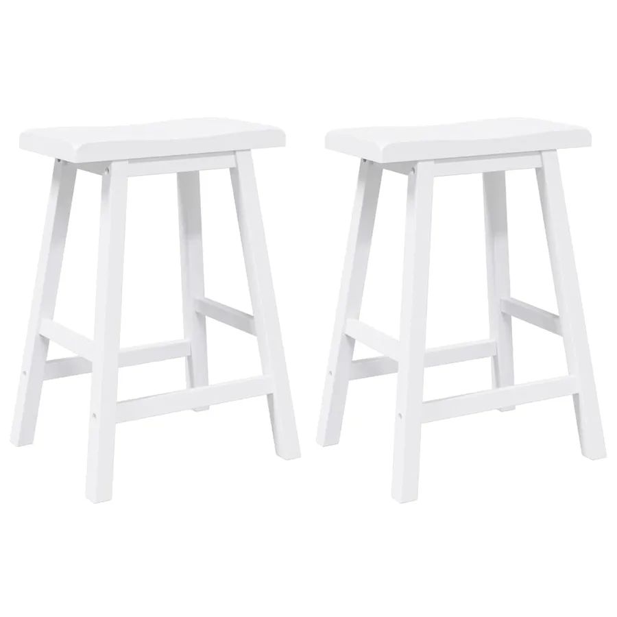 Tabourets de bar (lot de 2) en bois massif blanc et caoutchouc - 2