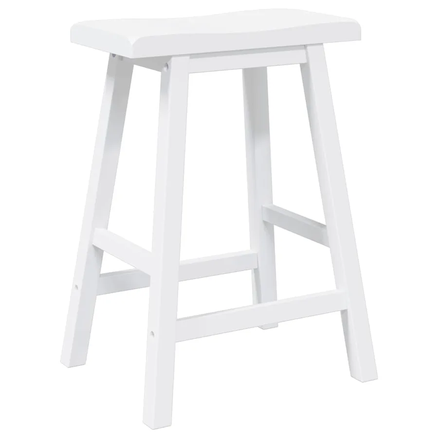 Tabourets de bar (lot de 2) en bois massif blanc et caoutchouc - 4
