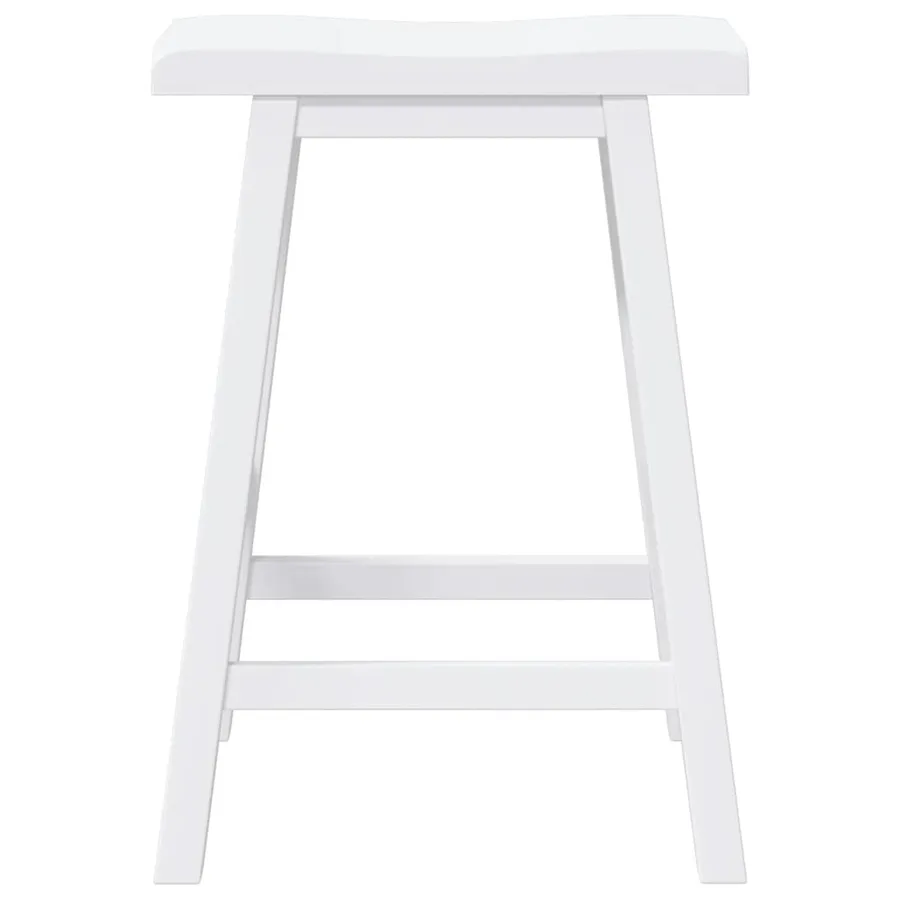 Tabourets de bar (lot de 2) en bois massif blanc et caoutchouc - 5