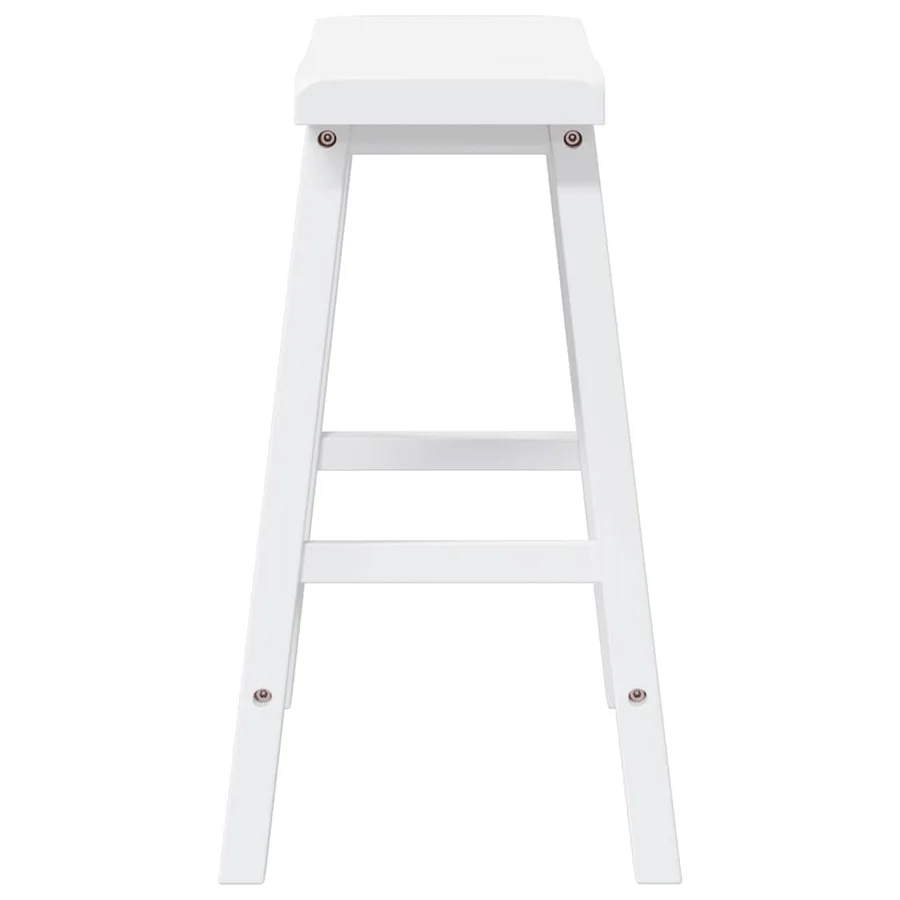Tabourets de bar (lot de 2) en bois massif blanc et caoutchouc - 6
