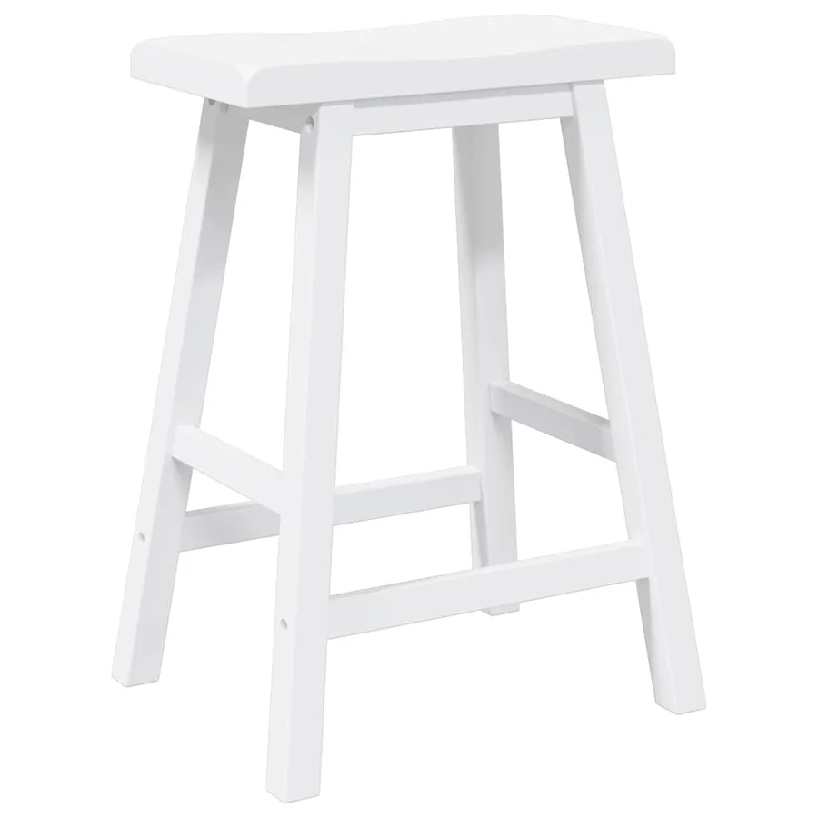 Tabourets de bar (lot de 2) en bois massif blanc et caoutchouc - 7