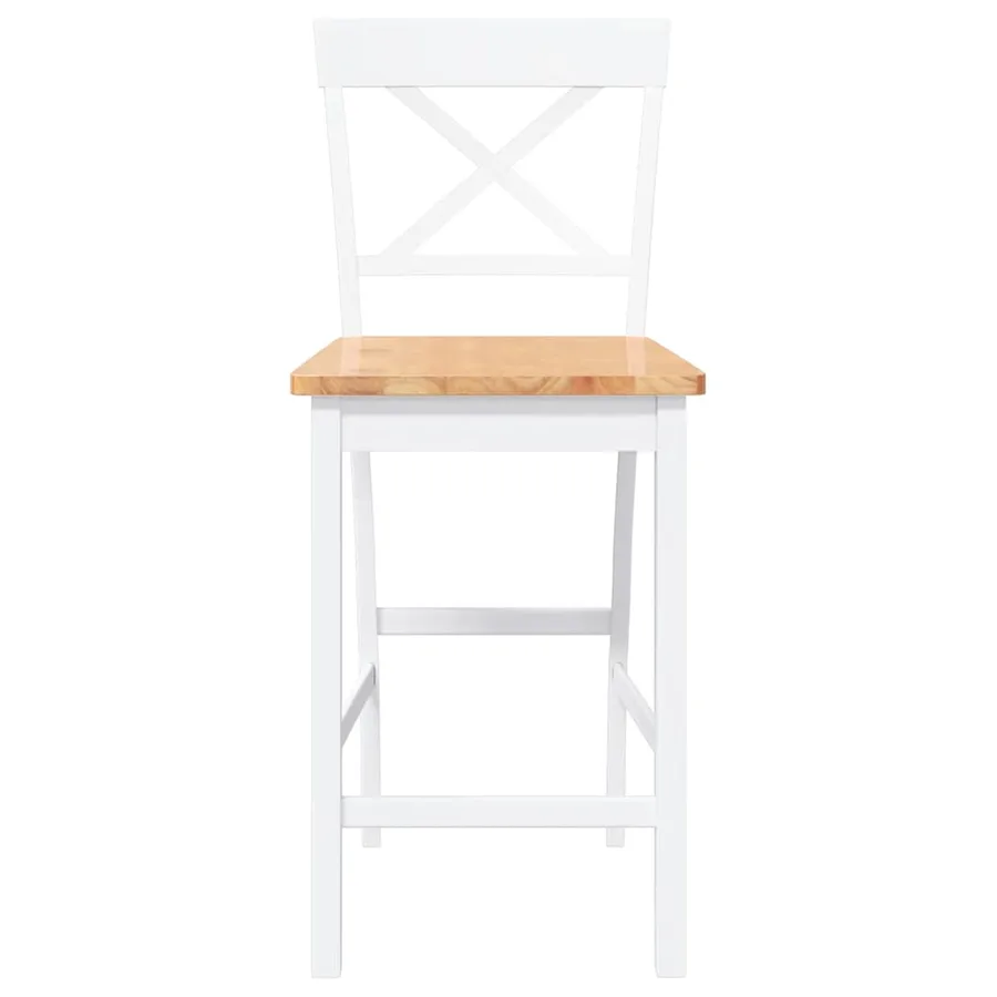 Tabourets de bar (lot de 2) en bois massif blanc et caoutchouc - 5