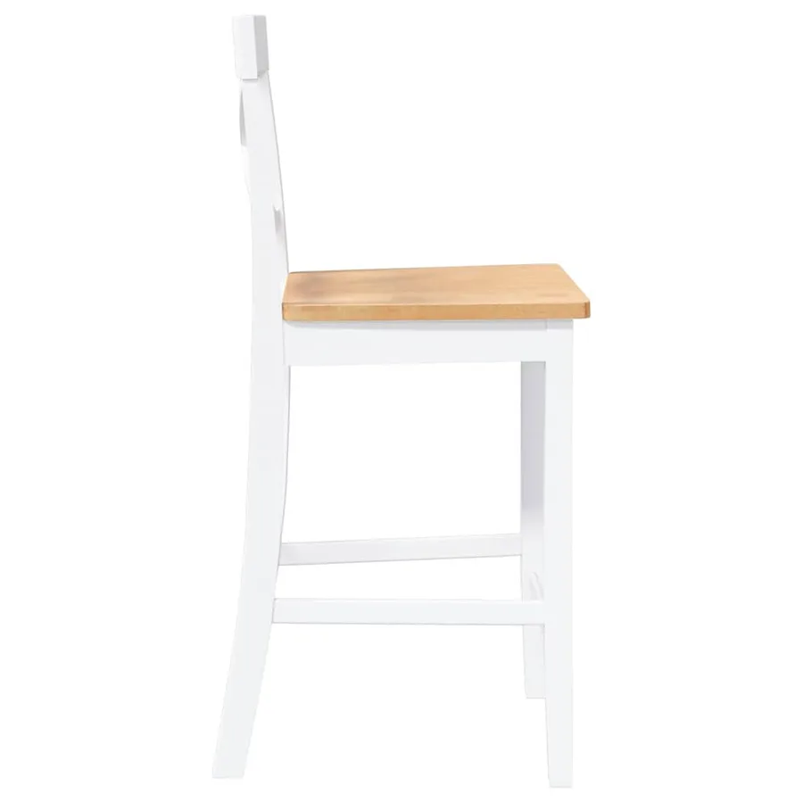 Tabourets de bar (lot de 2) en bois massif blanc et caoutchouc - 6