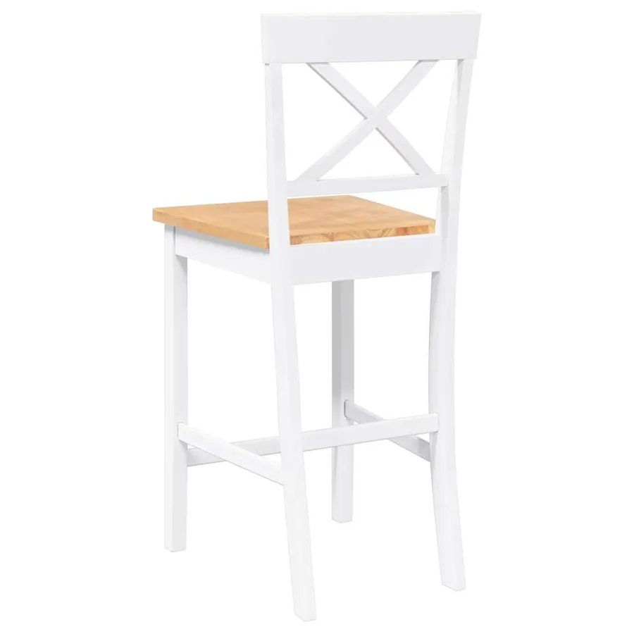 Tabourets de bar (lot de 2) en bois massif blanc et caoutchouc - 7