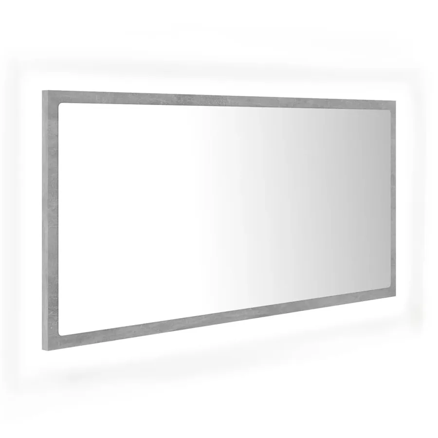 Miroir à LED de salle de bain Gris béton 90x8,5x37 cm Acrylique - 2