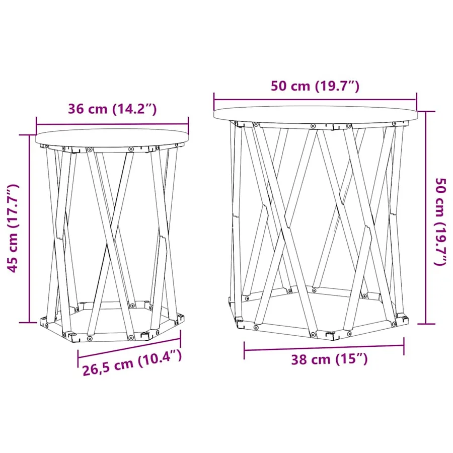 Table basse 2 pcs Chêne fumé Bois d'ingénierie et acier - 12