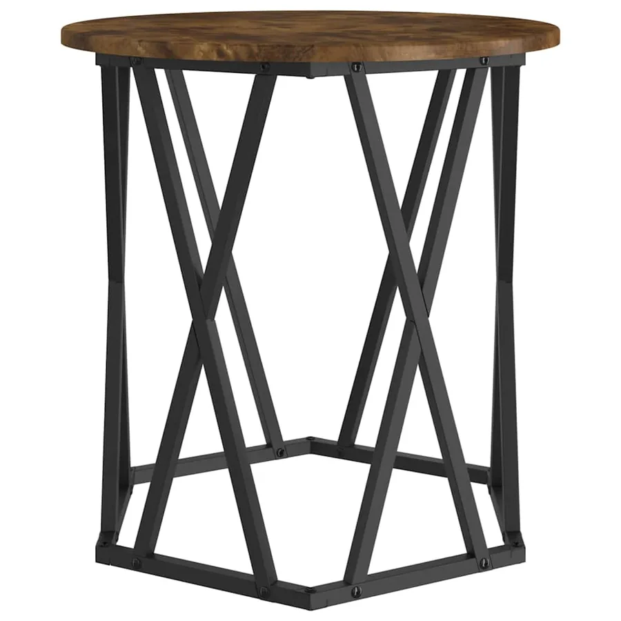 Table basse 2 pcs Chêne fumé Bois d'ingénierie et acier - 6