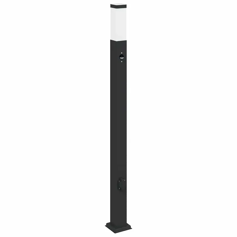 Bornes lumineuses avec détecteur et prise lot de 3 110 cm noir IP44 - 4