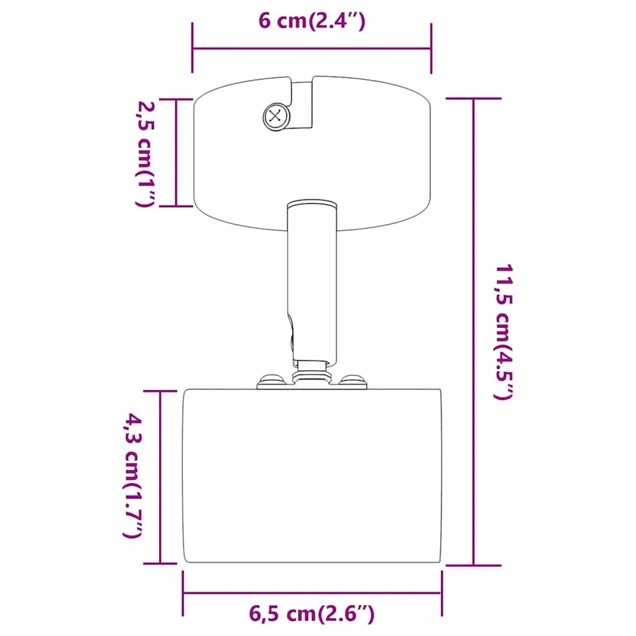 Spot de plafond Nickel 6,5 x 6 x 11,5 cm Métal - 14