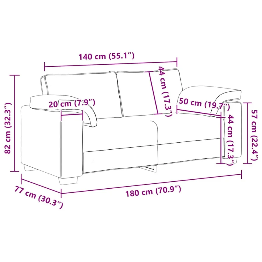 Canapé deux places Gris clair 180 cm tissu - 9