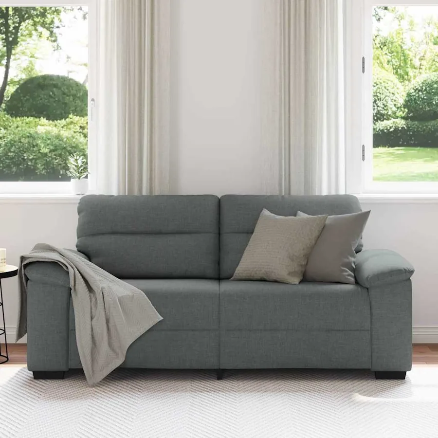 Canapé à 2 places gris foncé 180x81x84 cm tissu - 3