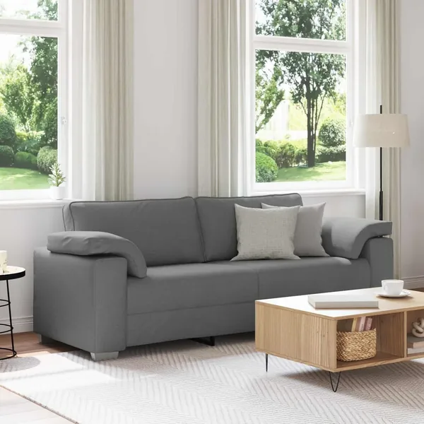 Sofa 3 places Gris foncé 220 cm tissu