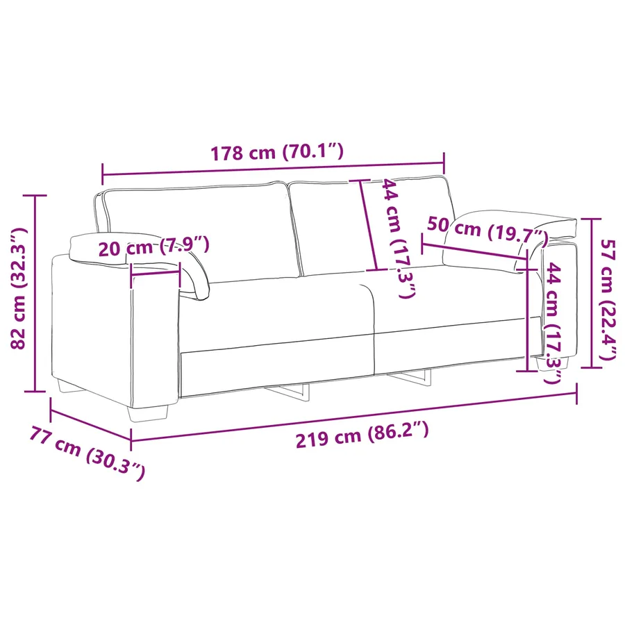 Canapé 2 pcs Gris foncé 219 x 80 x 82 cm tissu - 11