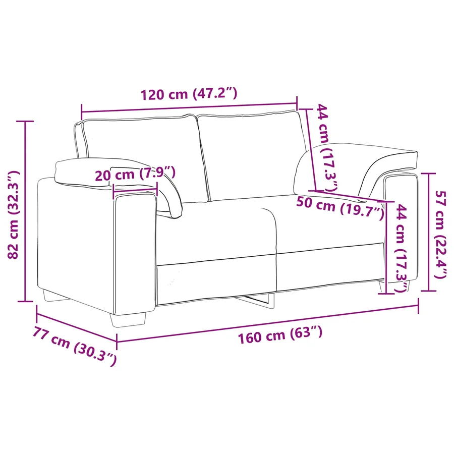 Canapé 2 pcs Gris foncé 219 x 80 x 82 cm tissu - 8