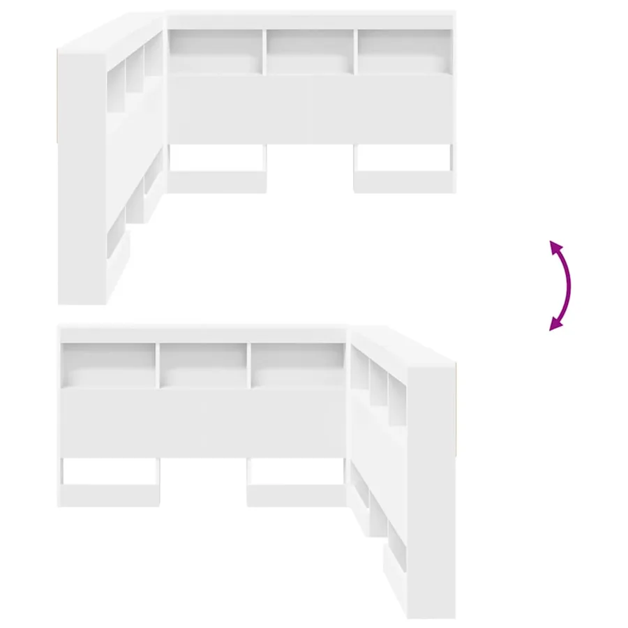 Tête de lit de rangement Blanc 207,5 x 137,5 x 76,5 cm - 10