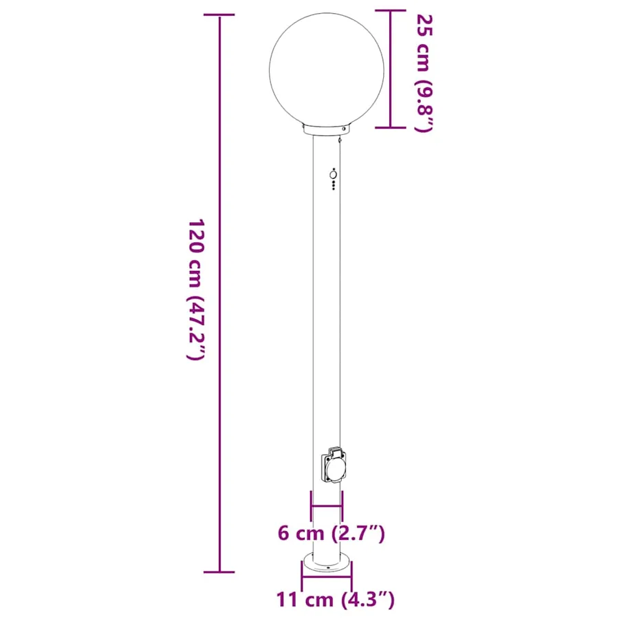 Bornes lumineuses avec détecteur et prise lot de 3 120 cm noir IP44 - 11