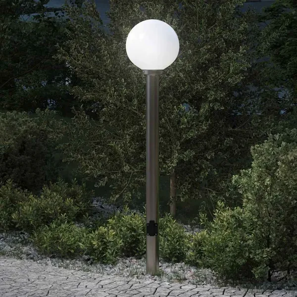 Borne lumineuse avec sortie 120 cm en acier inoxydable IP44