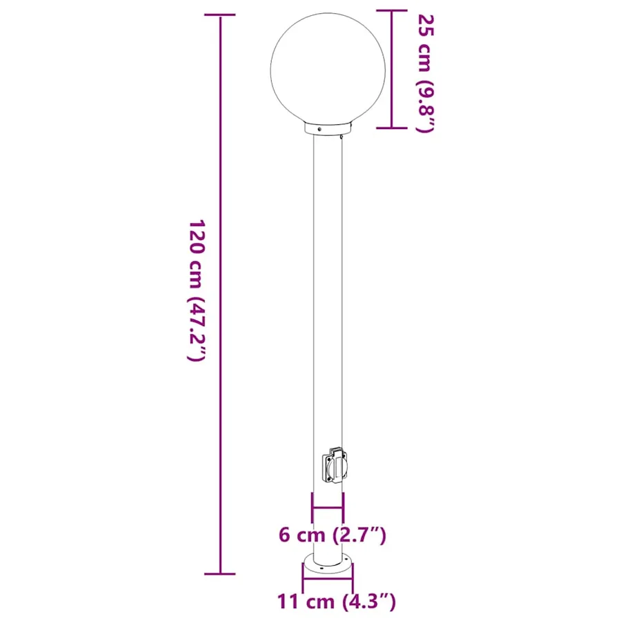 Borne lumineuse avec sortie 120 cm en acier inoxydable IP44 - 11