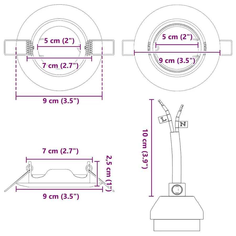 Projecteur 12 pcs Doré 9 x 9 x 2,5 cm Métal - 13