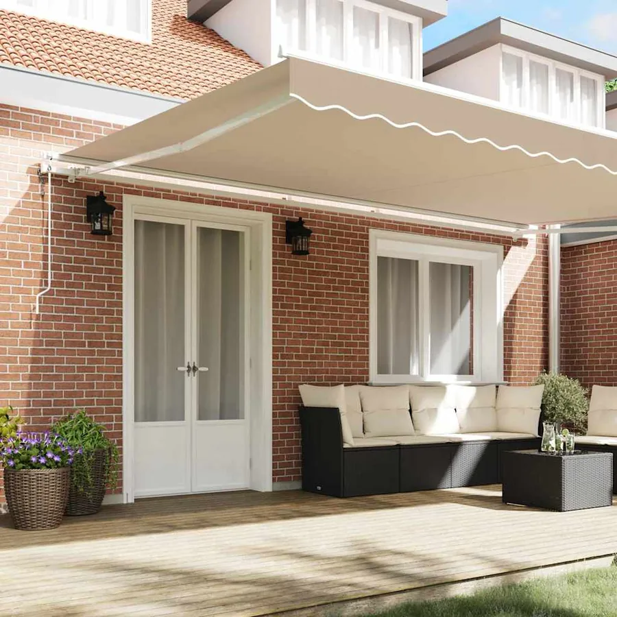 Auvent rétractable Beige 500 × 300 cm Tissu et Aluminium - 3