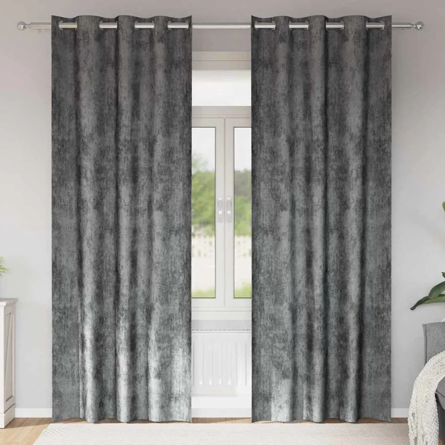 Rideaux en velours 2 pcs Gris 225 x 140 cm Velours