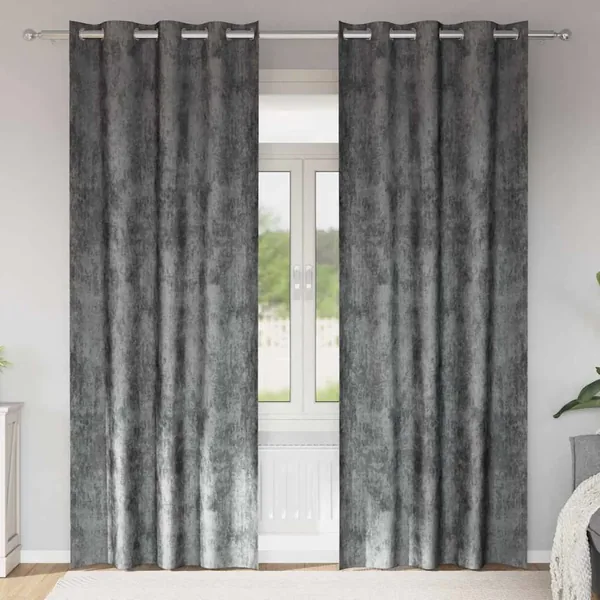 Rideaux en velours 2 pcs Gris 225 x 140 cm Velours