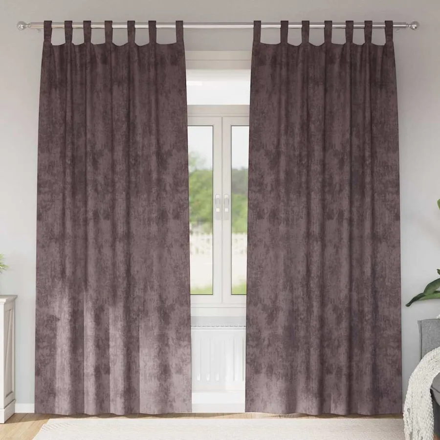 Rideaux en velours 2 pcs Marron 245 x 140 cm Velours