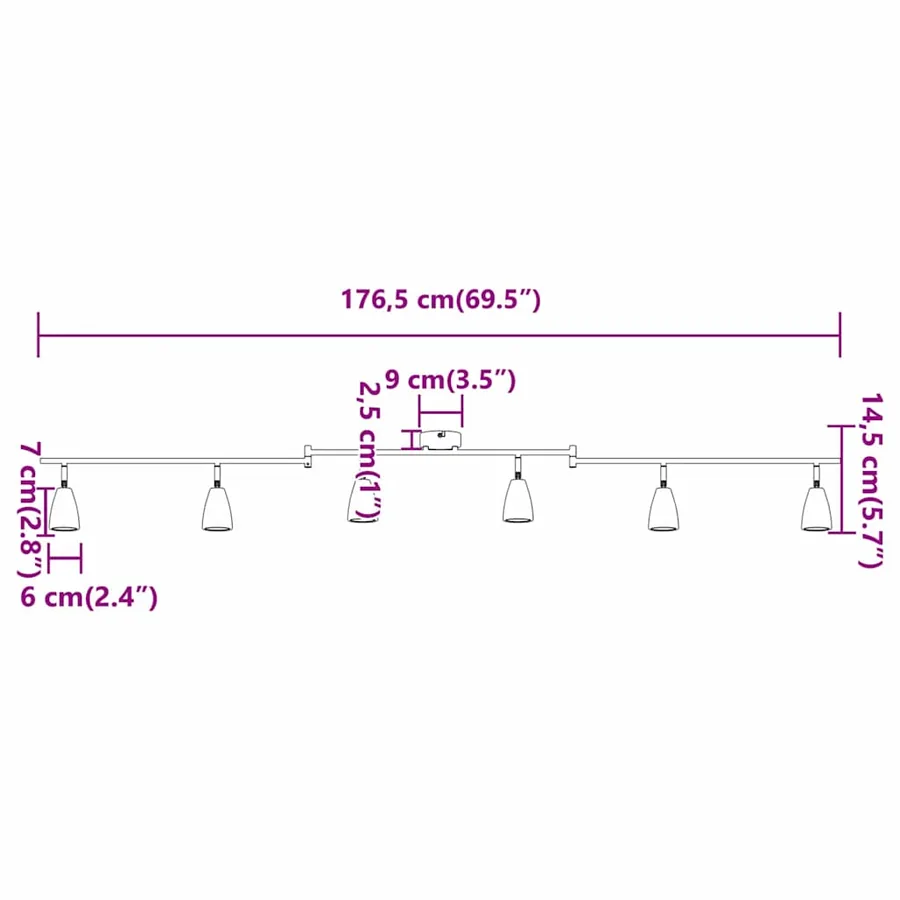 Spot de plafond Blanc 176,5 x 12,5 x 13,5 cm Métal - 16