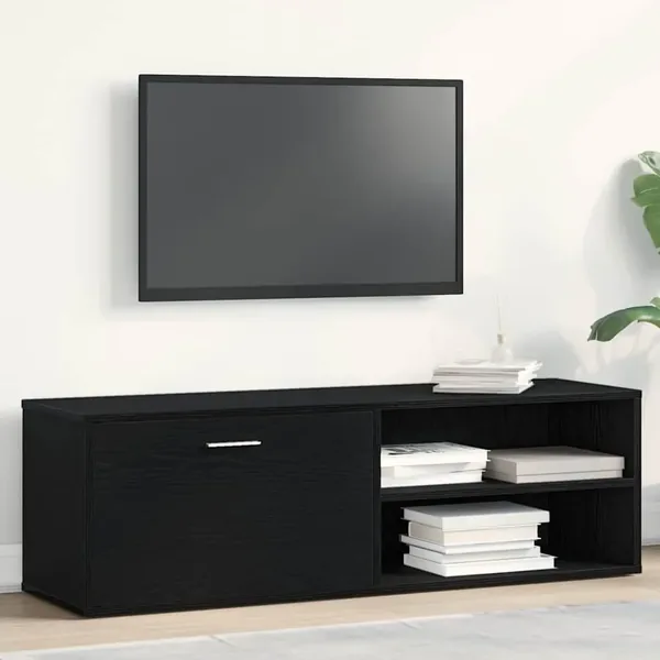 Meuble TV en chêne noir 120x34x37 cm bois d'ingénierie