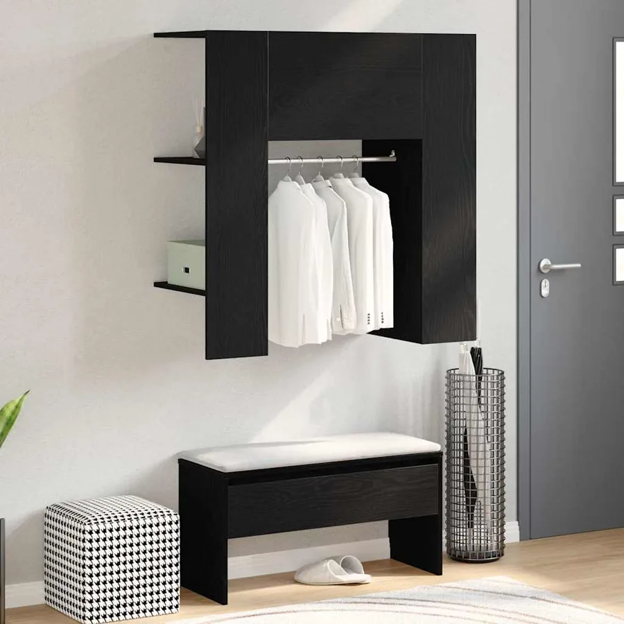 Meuble de couloir avec étagère Chêne noir 97,5 x 37 x 99 cm