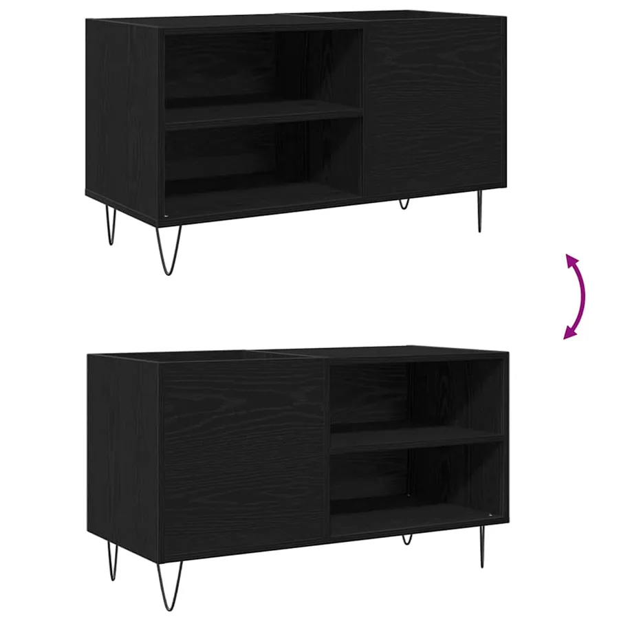 Meuble à vinyles Chêne noir 85 x 38 x 48 cm Bois d'ingénierie - 9