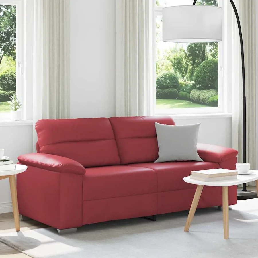Canapé 2 places rouge bordeaux 180x81x84 cm en similicuir