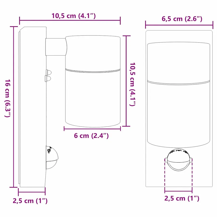 Applique Murale Extérieure 2 pcs Argenté 6,5 x 10,5 x 16 cm - 12