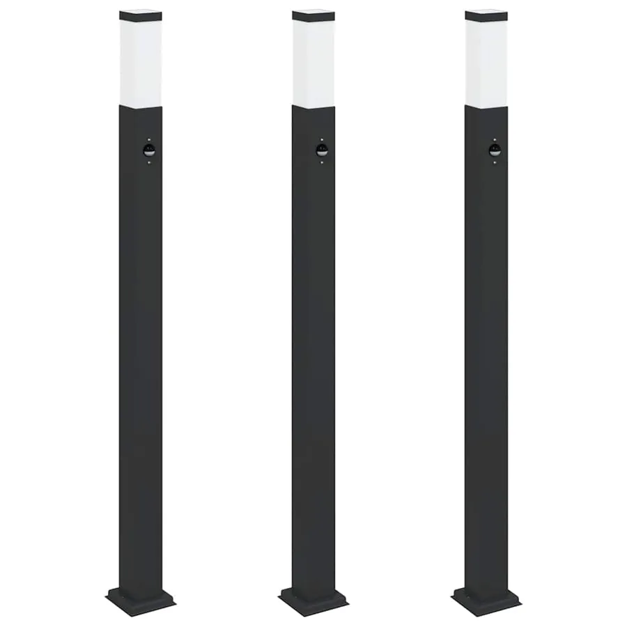 Bornes lumineuses avec détecteur lot de 3 110 cm noir IP44 - 2