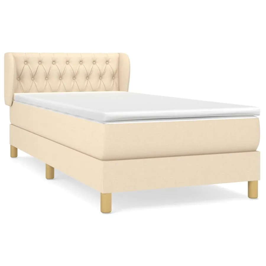 Sommier à lattes de lit et matelas Crème 90x190 cm Tissu - 2