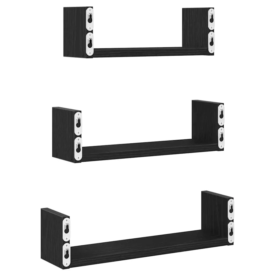 Étagères murales 3 pcs en chêne noir contrecollé - 7