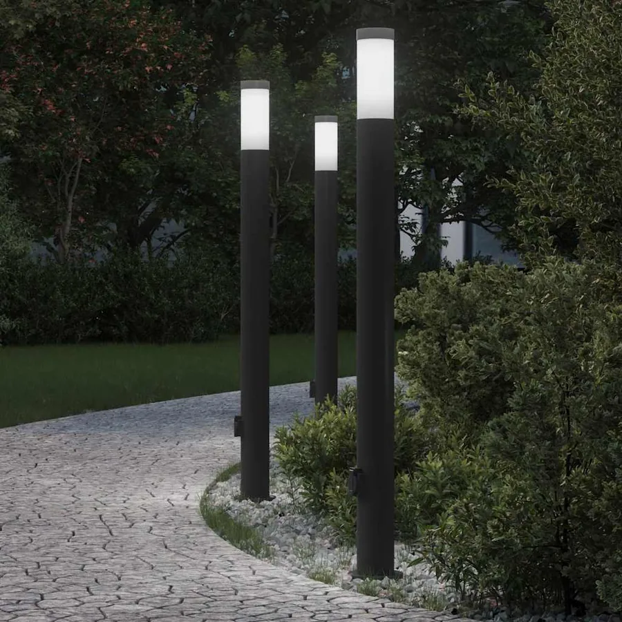 Borne lumineuse avec sortie lot de 3 110 cm acier inoxydable IP44