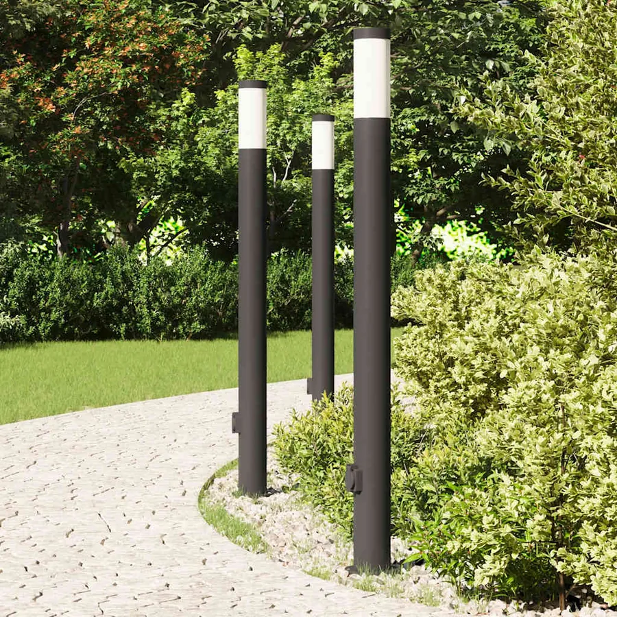 Borne lumineuse avec sortie lot de 3 110 cm acier inoxydable IP44 - 3